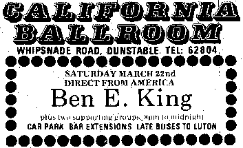 Ben E King advert - California Ballroom
